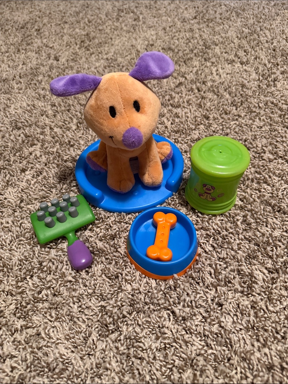 Plush Puppy Playset - Orange & Purple Interactive Toy Set